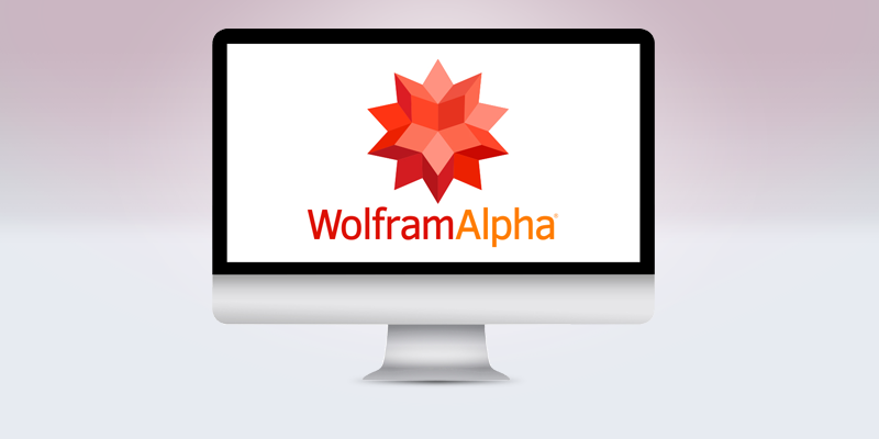 Logo di Wolfram Alpha sullo schermo di un computer desktop